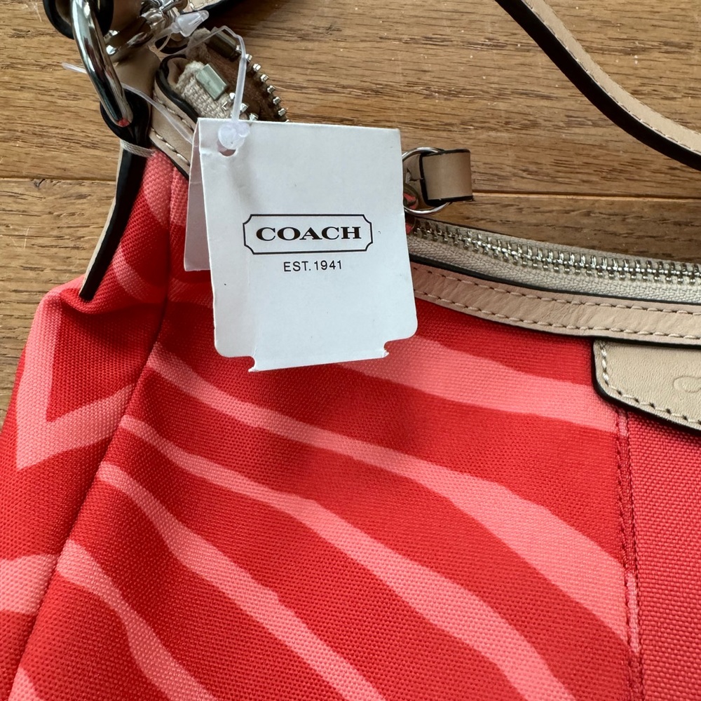 New Coach Demi Crossbody Purse Zebra Print Hot Orange/Tan F27386 SVC91 - Picture 5 of 7